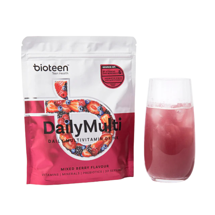 BIOTEEN Daily Multi Drink supports teen energy, immunity, digestion, healthy bones and development with key daily nutrients in water.
