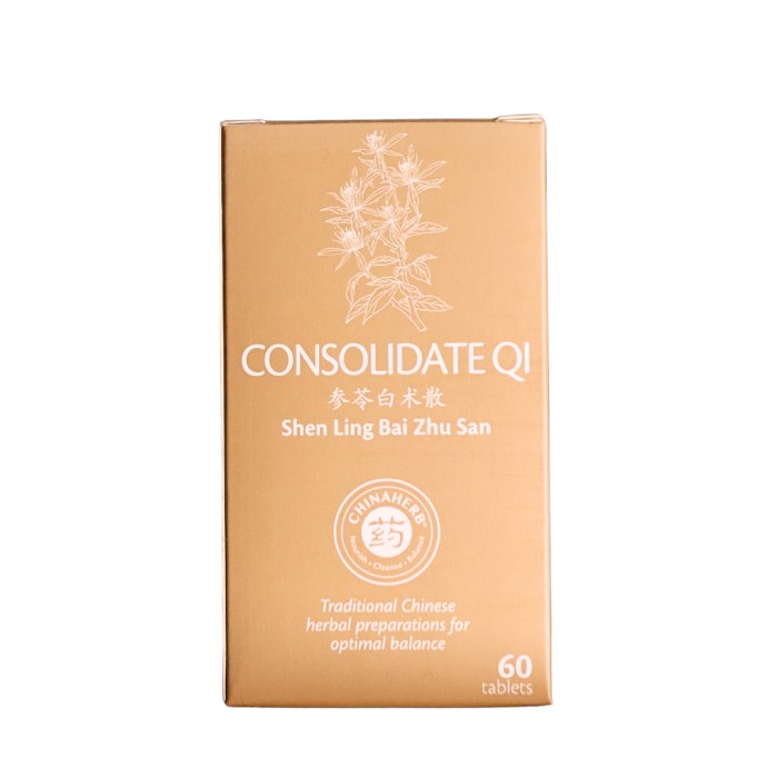Consolidate Qi Shen Ling Bai Zhu San tablets by ChinaHerb – traditional Chinese herbal supplement for digestive and energy balance.