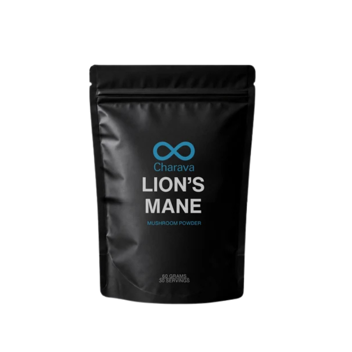 CHARAVA Lion's Mane mushroom powder for natural cognitive support, memory, focus, mental clarity, nerve health and daily brain wellness.