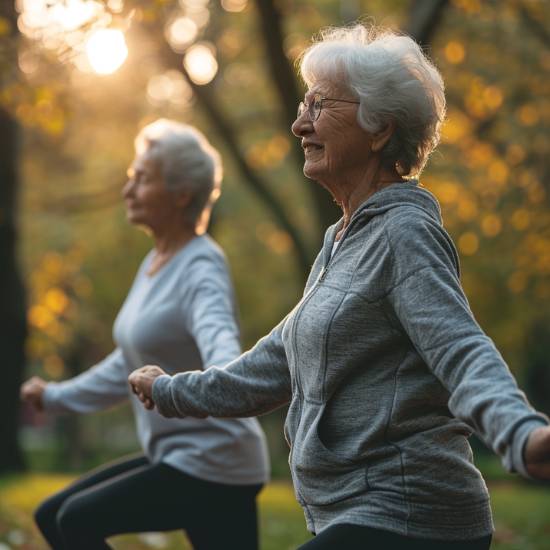 Grannies exercising in the park, getting healthy and fit and taking care of their joints - The Good Stuff