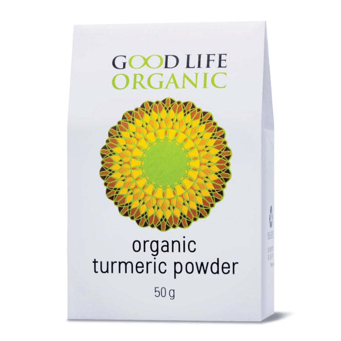 Good Life Organic Turmeric Powder, 50g, high-quality organic spice for culinary use and health benefits.