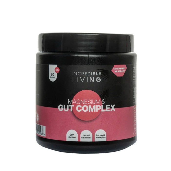 Incredible Living Magnesium & Gut Complex supports muscle function, energy, digestion, beneficial gut bacteria and mineral balance