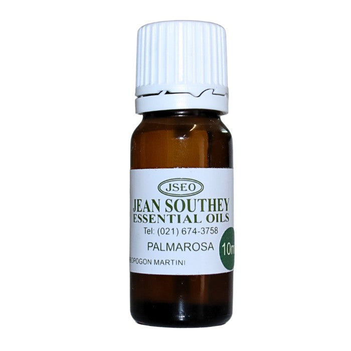 Jean Southey Palmarosa Essential Oil 10ml bottle – pure Cymbopogon martini oil for aromatherapy, skincare, and emotional balance.