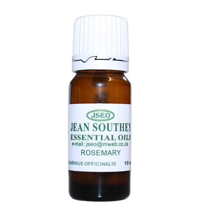 Jean Southey Essential Oils Rosemary – 10ml pure essential oil known for enhancing focus, stimulating hair growth, and relieving muscle tension.