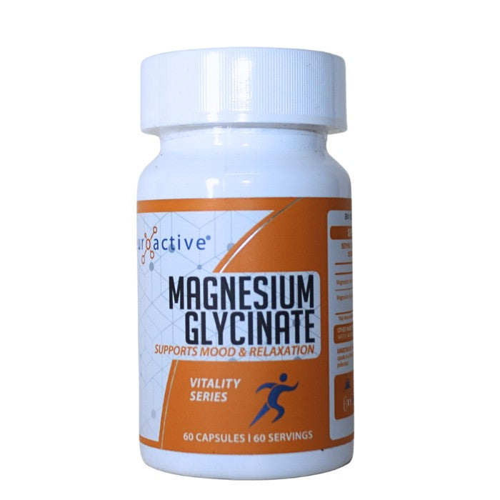 Magnesium Glycinate by Neuroactive, a high-absorption supplement that promotes relaxation, supports mood stability, and helps maintain healthy nervous system function.