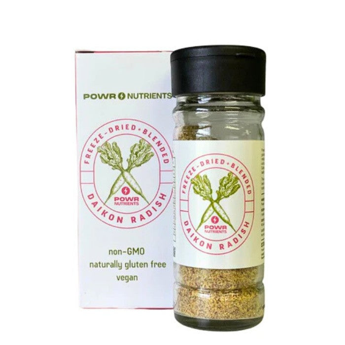 Freeze-Dried Daikon Radish by POWR Nutrients, a finely ground, nutrient-rich powder made from 100% daikon radish, ideal for seasoning and boosting meals.
