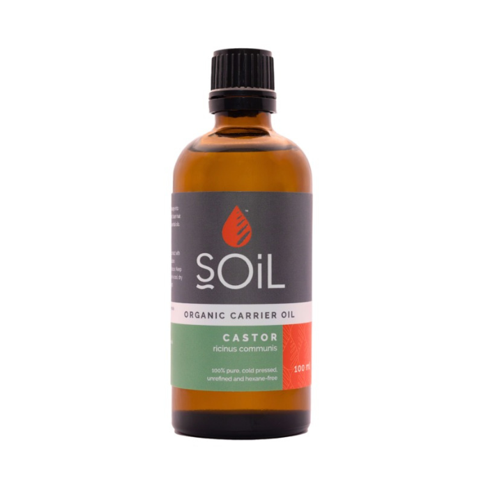 SOiL Castor Organic Carrier Oil 100ml, 100% pure, cold-pressed Ricinus communis oil, unrefined and hexane-free, for skin and hair care.