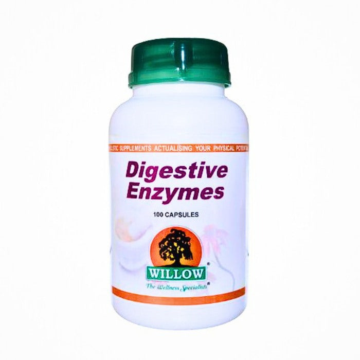 Willow Digestive Enzymes is a natural supplement formulated to support healthy digestion, nutrient absorption, and relief from bloating and indigestion.