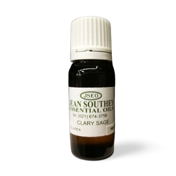 Jean Southey Essential Oils Clary Sage bottle with a white cap, showcasing premium clary sage essential oil for calming and wellness benefits.