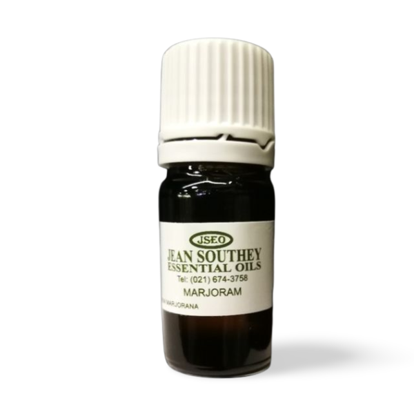 Jean Southey Essential Oils Marjoram 10ml bottle with white cap, providing marjoram oil for aromatherapy and natural wellness.