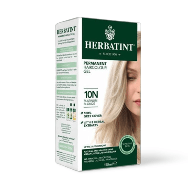 Herbatint 10N Platinum Blonde – ammonia-free permanent hair dye with organic herbal extracts for natural grey coverage