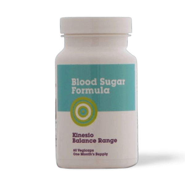 Blood Sugar Formula supplement from Kinesio Balance Range, 60 veg caps, supports healthy blood sugar levels.