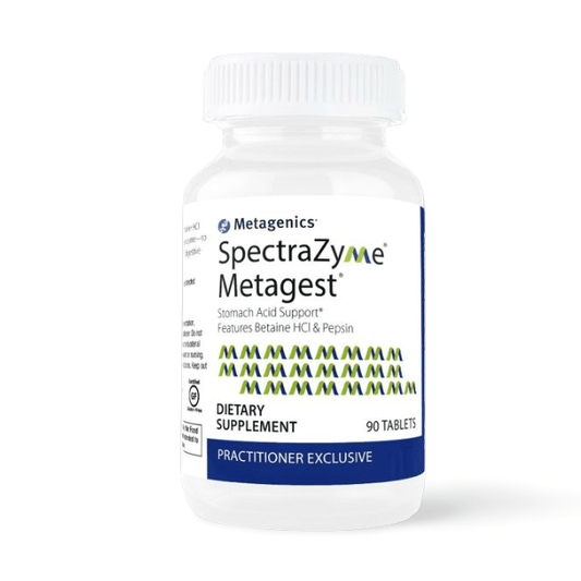 SpectraZyme® Metagest® features betaine HCl combined with pepsin—a proteolytic enzyme—to complement the natural production of digestive agents in the stomach. The Good Stuff for healthy digestion