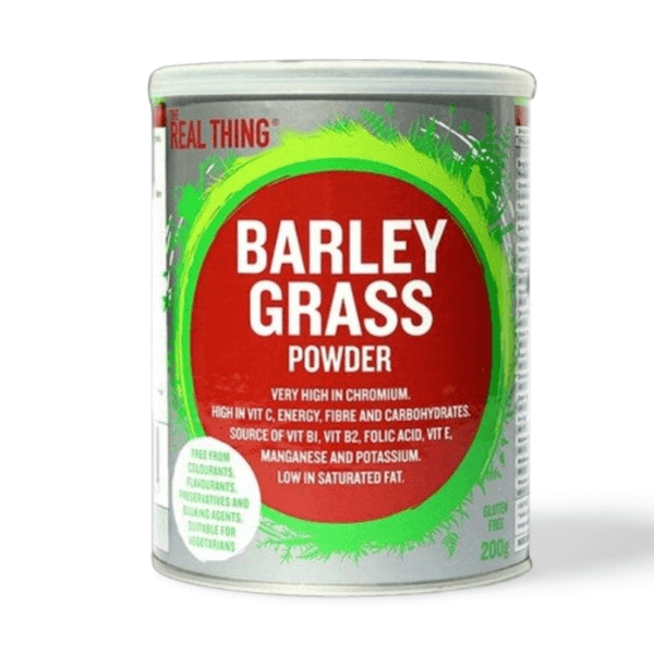 100% organically farmed Pesticide-, chemical- and poison-free Free of all additives, binding and bulking agents, including maltodextrin, binders, fillers, preservatives, colourants and flavourants. The Real Thing Barley Grass Powder from The Good Stuff Health Shop