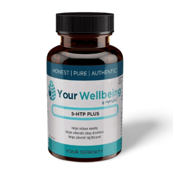 YOUR WELLBEING 5HTP Plus – Mood support supplement with 5-HTP, vitamins, and minerals, designed to promote relaxation and wellbeing.