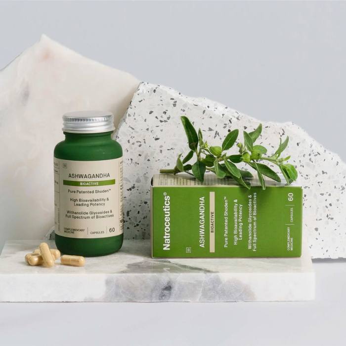 Natroceutics Ashwagandha Bioactive – premium supplement with high bioavailability and potency, shown with capsules and herbs