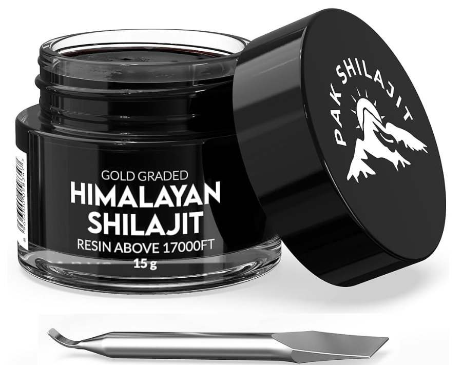 Gold Graded Himalayan Shilajit Resin 15g Jar with Scoop Tool