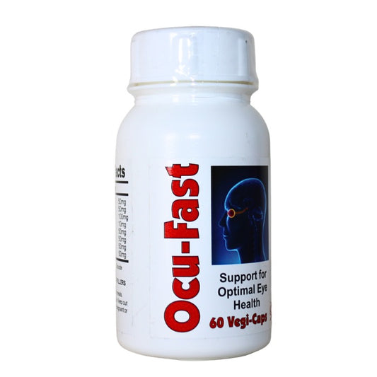 Alt text: Ocu-Fast supplement in vegicap form designed to support optimal eye health and maintain clear vision.

