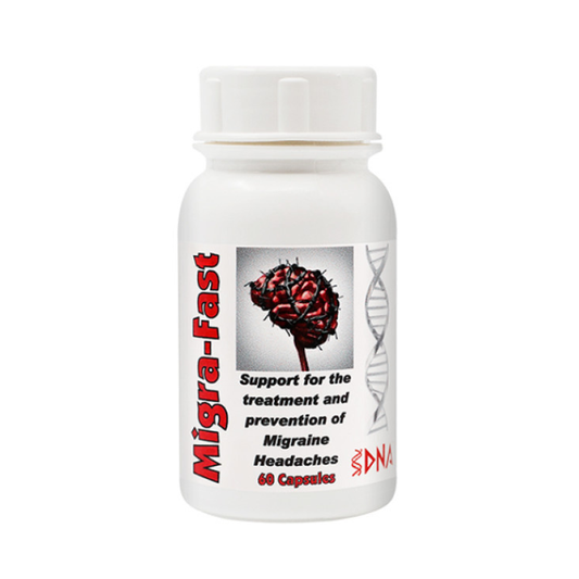 DNA Migra-Fast migraine relief capsules with butterbur magnesium and CoQ10 for natural migraine support