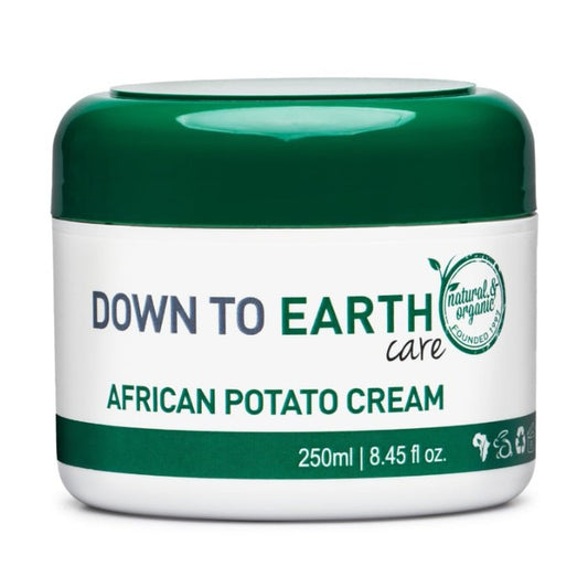 DOWN TO EARTH African Potato Cream tub, natural and organic skincare to soothe inflammation, support skin repair and ease joint discomfort
