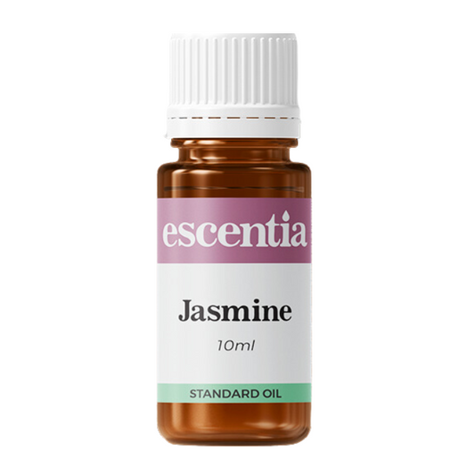 Escentia Jasmine Standard Oil – A luxurious, floral oil known for its calming, uplifting, and skin-nourishing properties, 10ml bottle.