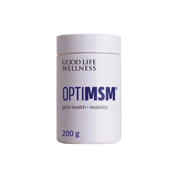 Good Life Wellness OptiMSM supports joint comfort, healthy mobility, connective tissue, exercise recovery and smooth skin vitality
