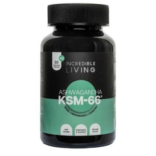 INCREDIBLE LIVING KSM-66 Ashwagandha adaptogenic supplement supporting stress management, calm, mental focus and daily wellbeing naturally
