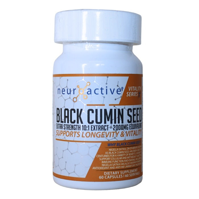 Black Cumin Seed by Neuroactive, a high-strength supplement formulated to support longevity, vitality, immune health, and overall cellular wellness.
