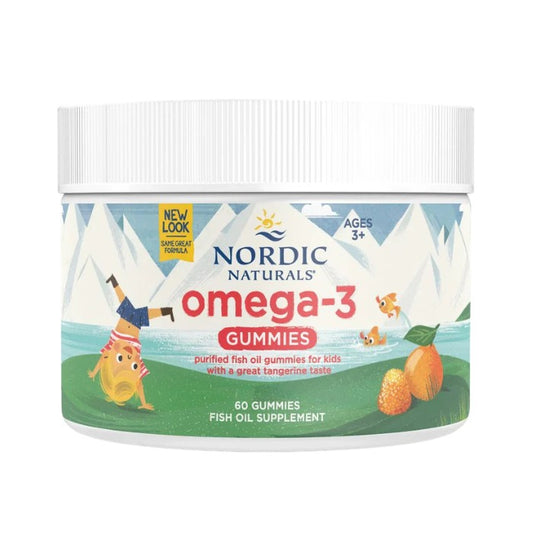 Nordic Naturals Omega 3 Gummies for kids with tangerine flavour and omega-3 support for brain, vision and immune health
