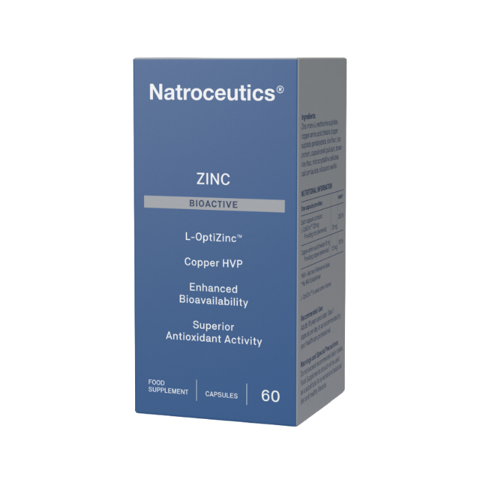Natroceutics Zinc Bioactive zinc and copper capsules providing immune support antioxidant protection and skin health support