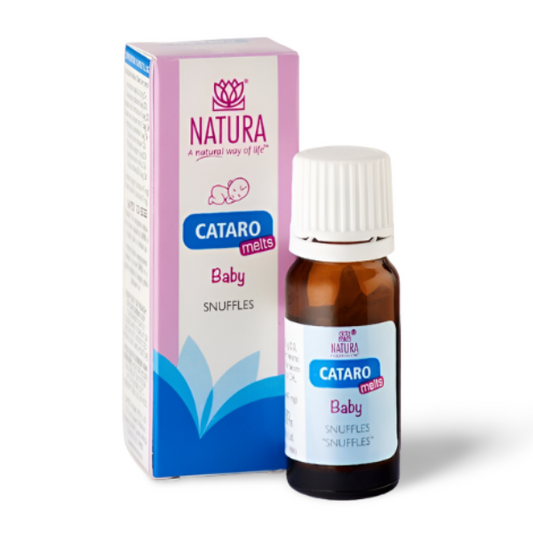 NATURA BABY Cataro Melts offer gentle, natural relief for snuffles and nasal congestion in babies using safe homeopathic ingredients.
