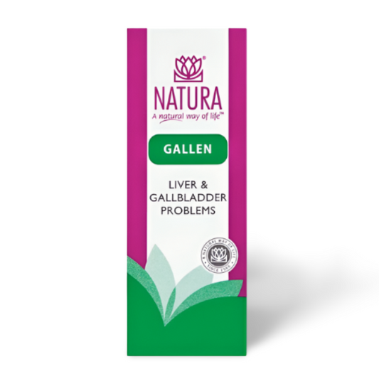NATURA Gallen – homeopathic remedy for liver and gallbladder problems including sluggish digestion, bile flow and detox support.