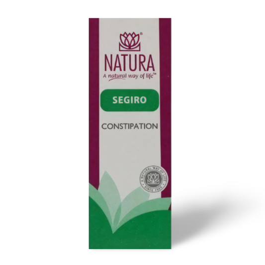 NATURA Segiro – gentle homeopathic drops for natural constipation relief and digestive system balance without harsh laxatives.