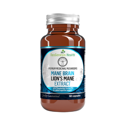 NEOGENESIS Mane Brain Lion’s Mane Extract capsules for cognitive clarity focus and daily mental stamina support