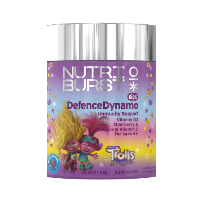 Nutriburst Kids Defence Dynamo immune support gummies with vitamin D3 elderberry and vitamin C for children daily wellness