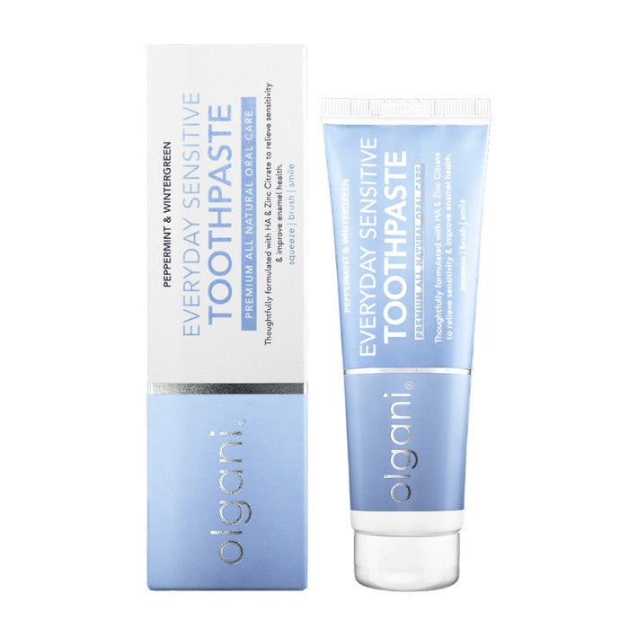 OLGANI Everyday Sensitive Toothpaste with peppermint & wintergreen, fluoride-free & natural for gentle oral care – The Good Stuff.