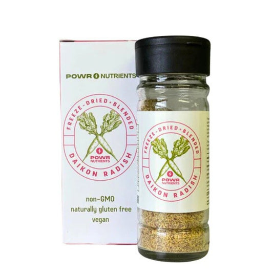 Freeze-Dried Daikon Radish by POWR Nutrients, a finely ground, nutrient-rich powder made from 100% daikon radish, ideal for seasoning and boosting meals.
