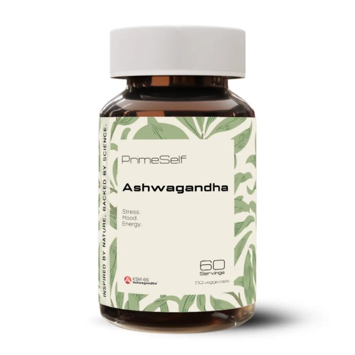 PRIMESELF Ashwagandha, 60 Servings – KSM-66 ashwagandha supplement for stress relief, mood balance, and energy support, available at The Good Stuff.