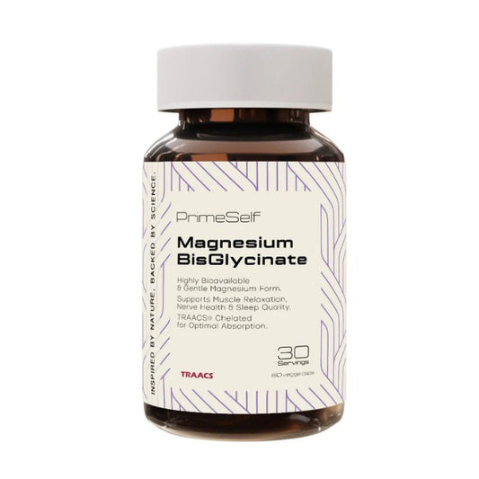 PrimeSelf magnesium bisglycinate supplement supports muscle relaxation sleep quality and nervous system health with high absorption formula
