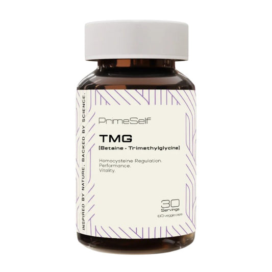 PrimeSelf TMG supplement for homocysteine support, enhanced performance, improved vitality, and daily methylation balance for optimal health
