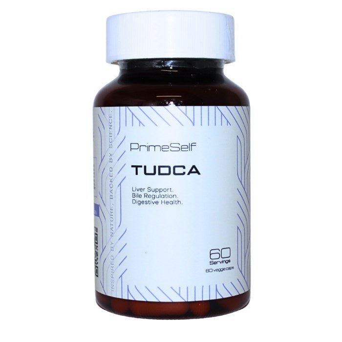 Alt tag: PrimeSelf TUDCA supplement formulated to support liver health, regulate bile flow, and promote optimal digestive function.
