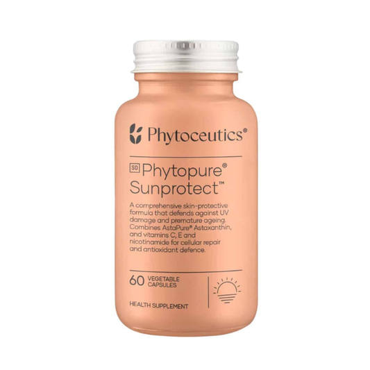 PHYTOCEUTICS Phytopure Sunprotect skin supplement with astaxanthin polypodium leucotomos antioxidants for UV defence and skin health