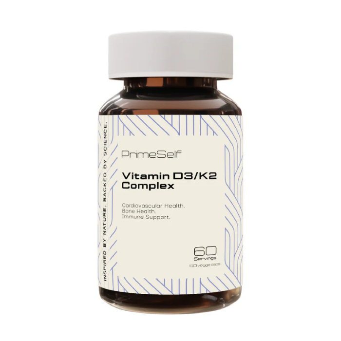 PRIMESELF Vitamin D3 K2 Complex – clean, bioavailable support for bone strength, heart health and immune function with D3 and MK-7 synergy.