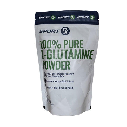 Sport Rx 100% Pure L-Glutamine Powder supports muscle recovery, lean muscle gain, cell volume increase, and immune system health.
