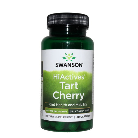 Swanson HiActives Tart Cherry supports joint health, promotes mobility, and delivers antioxidant protection with 465 mg 25:1 concentrate.
