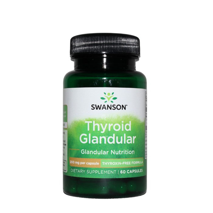 Swanson Thyroid Glandular supports thyroid function, promotes energy balance, and provides 200 mg glandular nutrition in a thyroxin-free formula.
