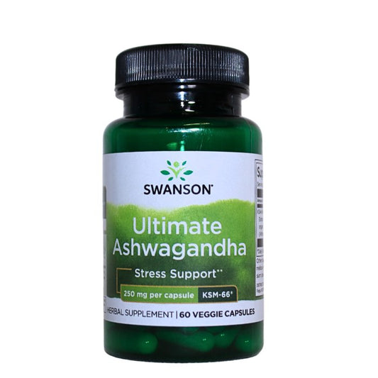 Swanson Ultimate Ashwagandha supports stress relief, improves focus, and promotes mood balance with 250 mg per capsule.
