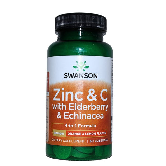 Swanson Zinc & C with Elderberry & Echinacea boosts immune defense, supports respiratory health, and helps reduce cold symptoms naturally.
