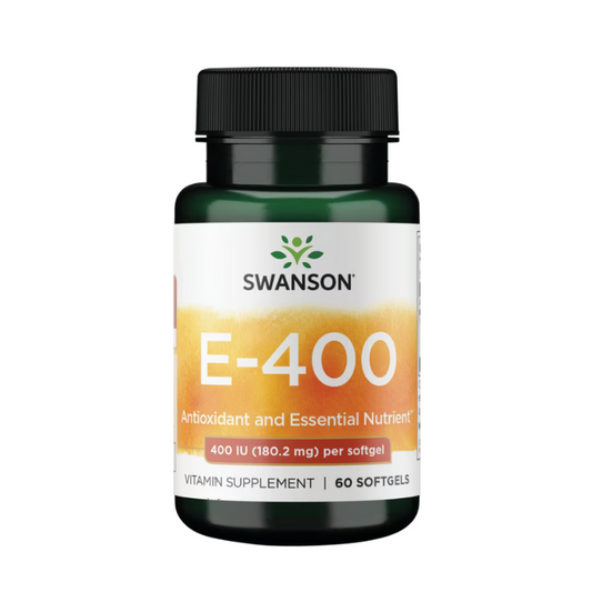 SWANSON E-400 – daily vitamin E antioxidant supplement, 400 IU, 60 softgels for heart and skin health, clean ingredients
