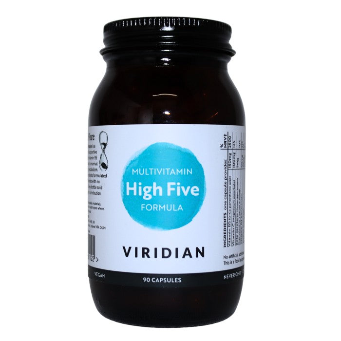 Viridian High Five Multivitamin Formula designed to support daily nutritional needs, energy production, and overall wellness with balanced vitamin and mineral content.

